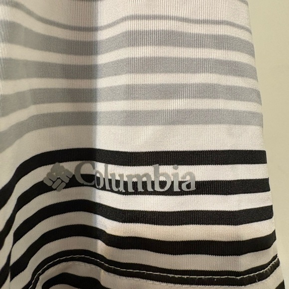 Columbia Polo Golf Men's Large‎ Omni-Wick Striped Shirt Black Gray White Polo - Picture 8 of 10
